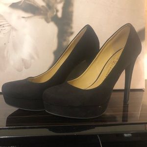 Chinese laundry black suede platform heels